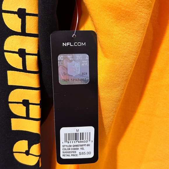 Pittsburg Steelers Mens Hoodie NFL Pro Line yellow/black  Long Sleeve Pullover M - Picture 4 of 7